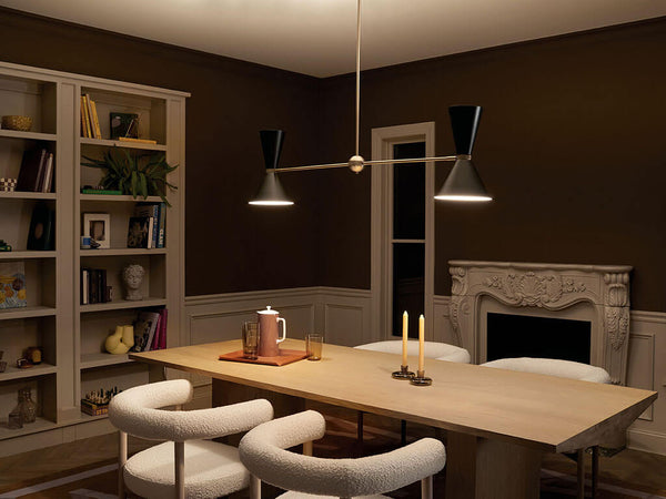 Jester 9" Four Lights Linear Chandelier, Champagne Bronze / Black