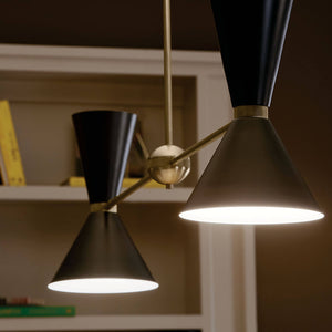 Jester 9" Four Lights Linear Chandelier, Champagne Bronze / Black