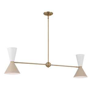 Jester 9" Four Lights Linear Chandelier, Champagne Bronze / Greige and White