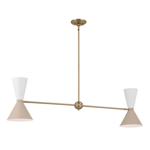 Jester 9" Four Lights Linear Chandelier, Champagne Bronze / Greige and White