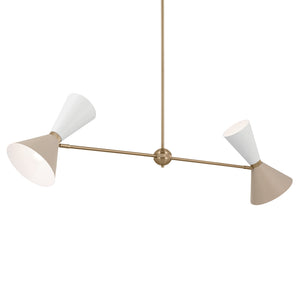 Jester 9" Four Lights Linear Chandelier, Champagne Bronze / Greige and White