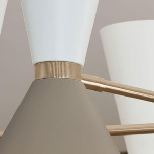 Jester 9" Four Lights Linear Chandelier, Champagne Bronze / Greige and White