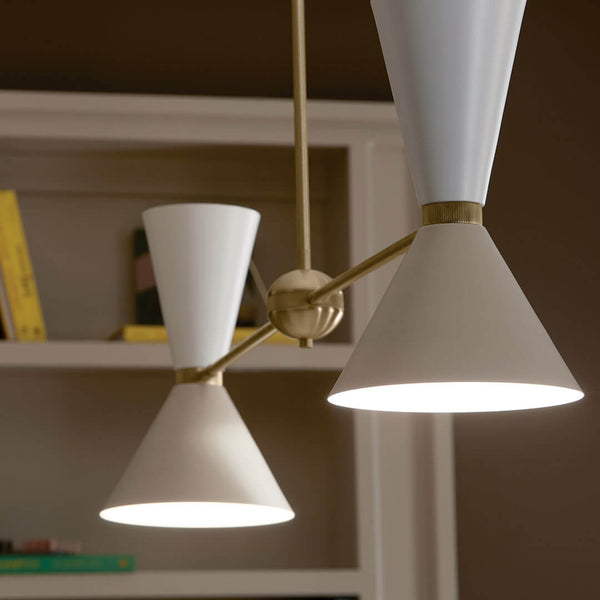 Jester 9" Four Lights Linear Chandelier, Champagne Bronze / Greige and White