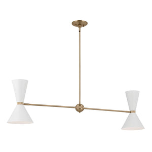 Jester 9" Four Lights Linear Chandelier, Champagne Bronze / White