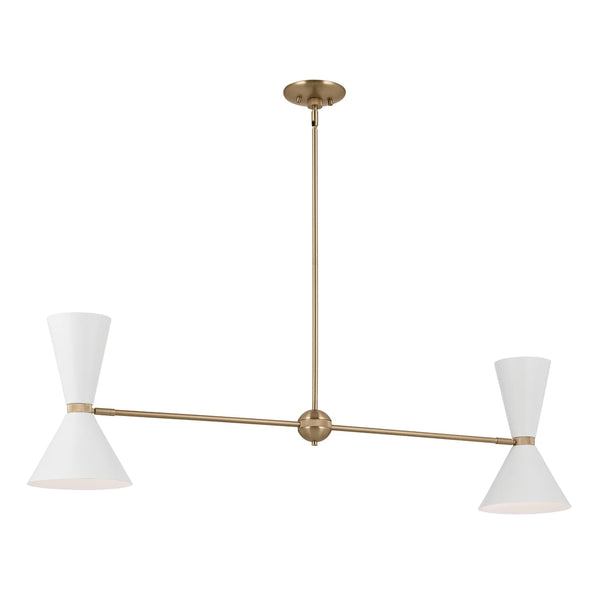 Jester 9" Four Lights Linear Chandelier, Champagne Bronze / White