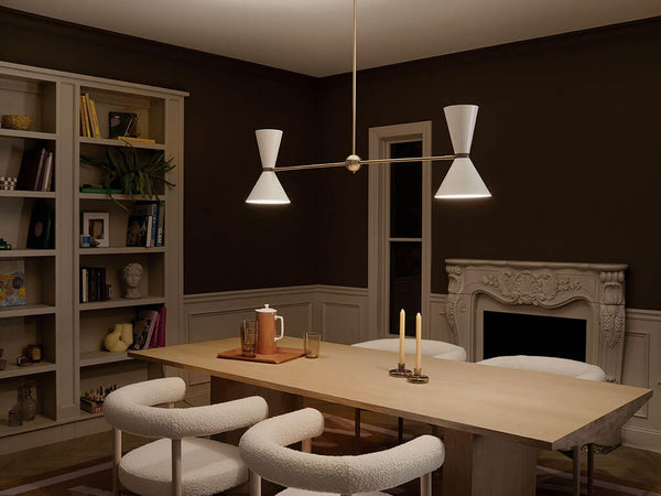 Jester 9" Four Lights Linear Chandelier, Champagne Bronze / White