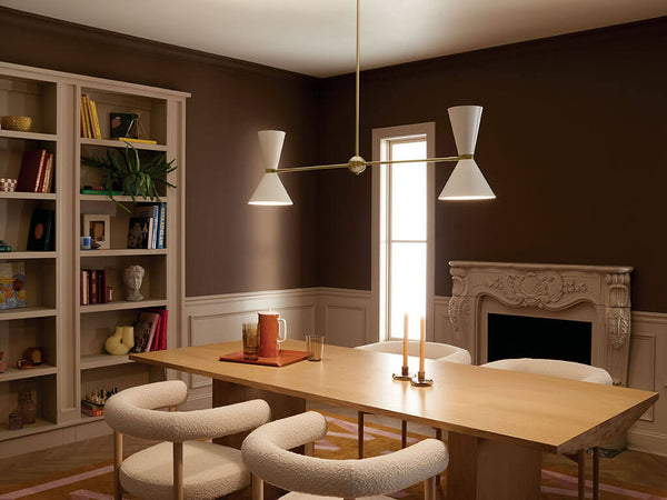 Jester 9" Four Lights Linear Chandelier, Champagne Bronze / White