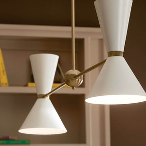 Jester 9" Four Lights Linear Chandelier, Champagne Bronze / White