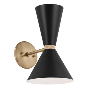Jester 9" Two Lights Wall Sconce, Champagne Bronze / Black