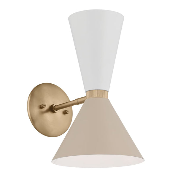 Jester 9" Two Lights Wall Sconce, Champagne Bronze / Greige and White