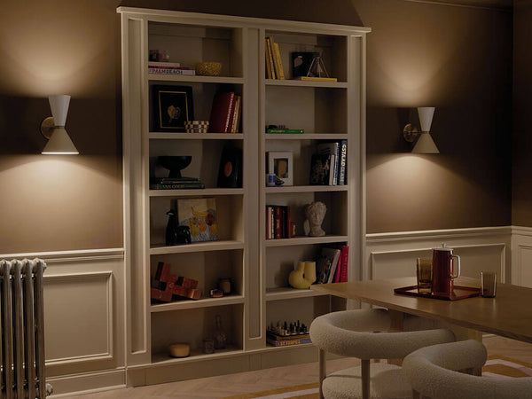 Jester 9" Two Lights Wall Sconce, Champagne Bronze / Greige and White