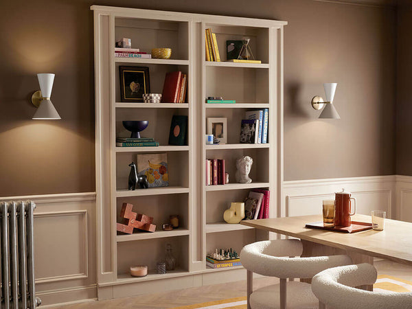 Jester 9" Two Lights Wall Sconce, Champagne Bronze / Greige and White