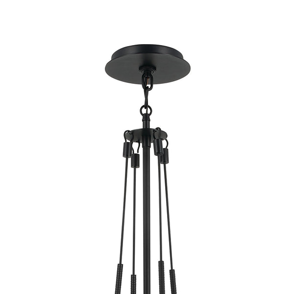 Ansel 18" One Light Pendant, Opal Glass / Black