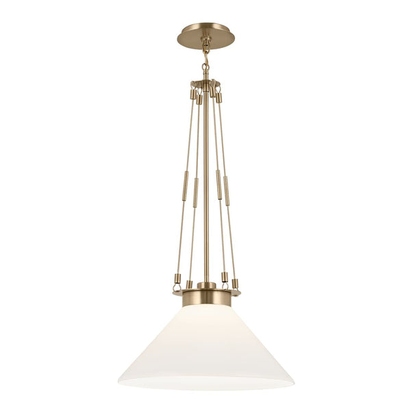 Ansel 18" One Light Pendant, Opal Glass / Champagne Bronze