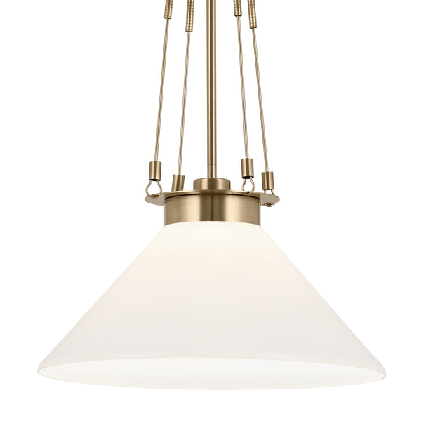 Ansel 18" One Light Pendant, Opal Glass / Champagne Bronze