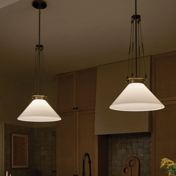 Ansel 18" One Light Pendant, Opal Glass / Champagne Bronze