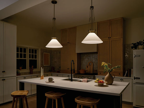 Ansel 18" One Light Pendant, Opal Glass / Champagne Bronze