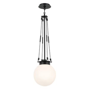 Ansel 10" One Light Pendant, Opal Glass / Black