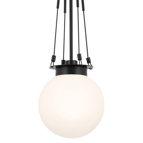 Ansel 10" One Light Pendant, Opal Glass / Black