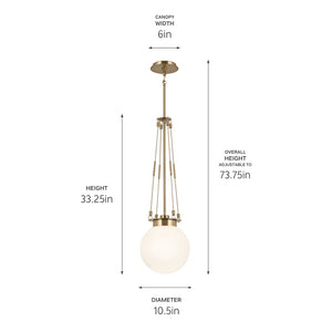 Ansel 10" One Light Pendant, Opal Glass / Champagne Bronze