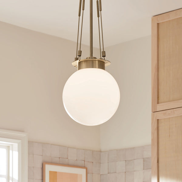 Ansel 10" One Light Pendant, Opal Glass / Champagne Bronze