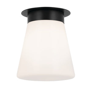 Ansel 9" One Light Ceiling Light, Opal Glass / Black