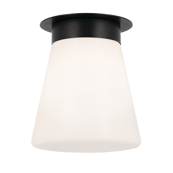 Ansel 9" One Light Flush mount, Opal Glass / Black