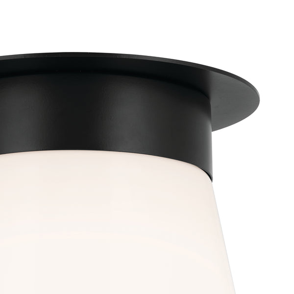 Ansel 9" One Light Flush mount, Opal Glass / Black