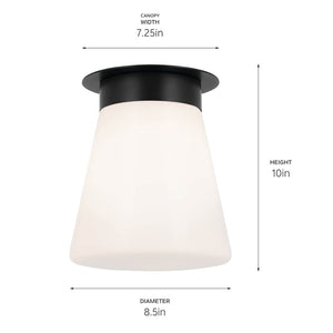 Ansel 9" One Light Ceiling Light, Opal Glass / Black