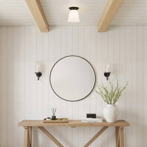 Ansel 9" One Light Ceiling Light, Opal Glass / Black