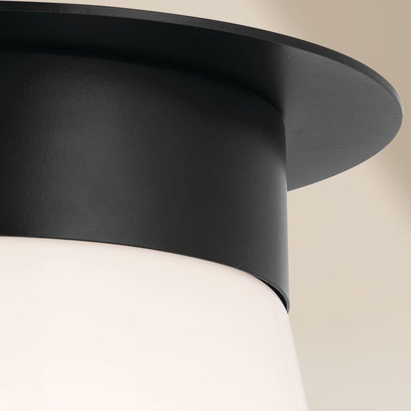 Ansel 9" One Light Flush mount, Opal Glass / Black