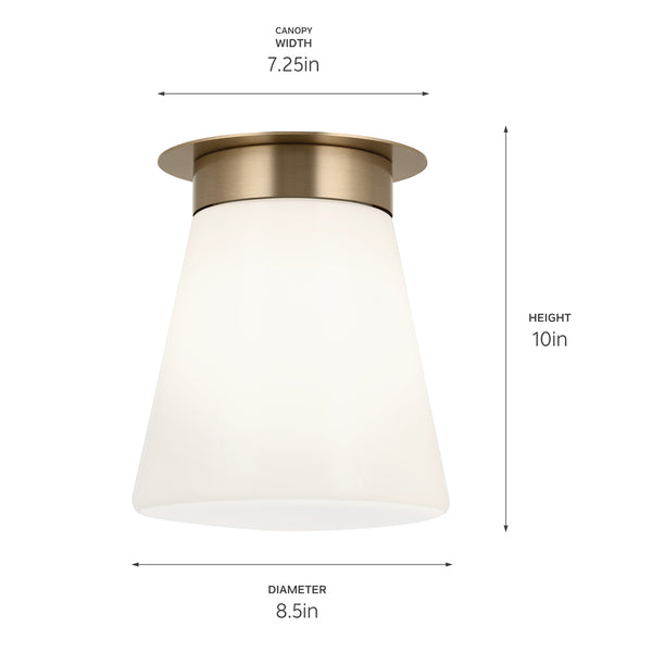 Ansel 9" One Light Flush mount, Opal Glass / Champagne Bronze