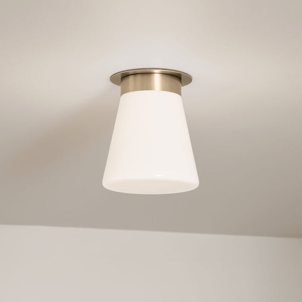 Ansel 9" One Light Flush mount, Opal Glass / Champagne Bronze