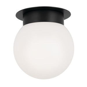 Ansel 8" One Light Ceiling Light, Opal Glass / Black