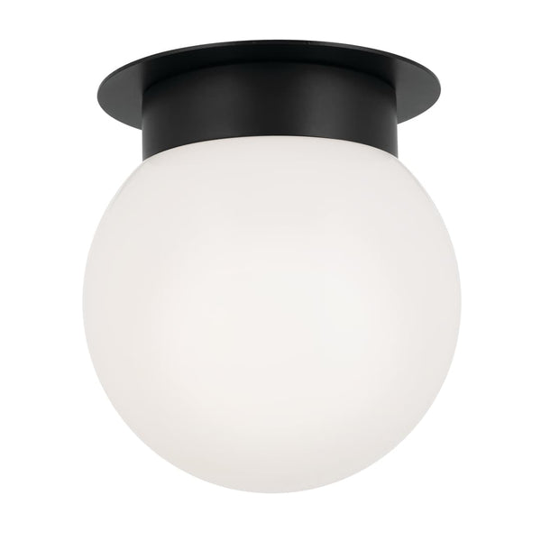 Ansel 8" One Light Flush mount, Opal Glass / Black