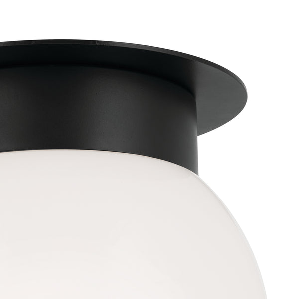 Ansel 8" One Light Flush mount, Opal Glass / Black