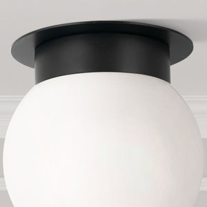 Ansel 8" One Light Ceiling Light, Opal Glass / Black