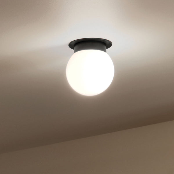 Ansel 8" One Light Flush mount, Opal Glass / Black