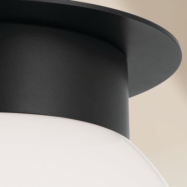 Ansel 8" One Light Flush mount, Opal Glass / Black