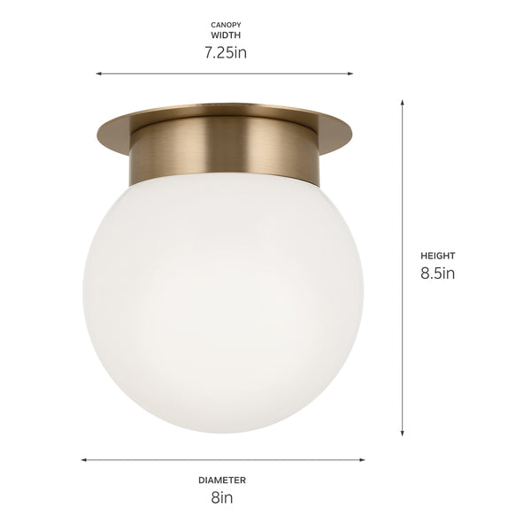Ansel 8" One Light Flush mount, Opal Glass / Champagne Bronze