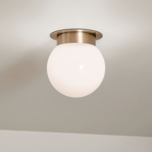 Ansel 8" One Light Flush mount, Opal Glass / Champagne Bronze