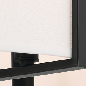 Ryker 16" Four Lights Pendant, White Fabric Shade / Black