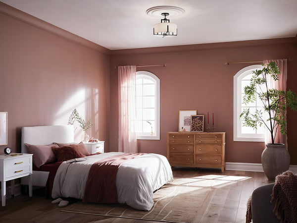 Ryker 16" Four Lights Pendant, White Fabric Shade / Black