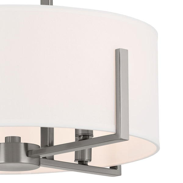 Ryker 16" Four Lights Pendant, White Fabric Shade / Classic Pewter