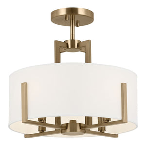 Ryker 16" Four Lights Pendant, White Fabric Shade / Champagne Bronze
