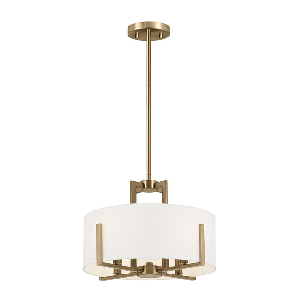Ryker 16" Four Lights Pendant, White Fabric Shade / Champagne Bronze