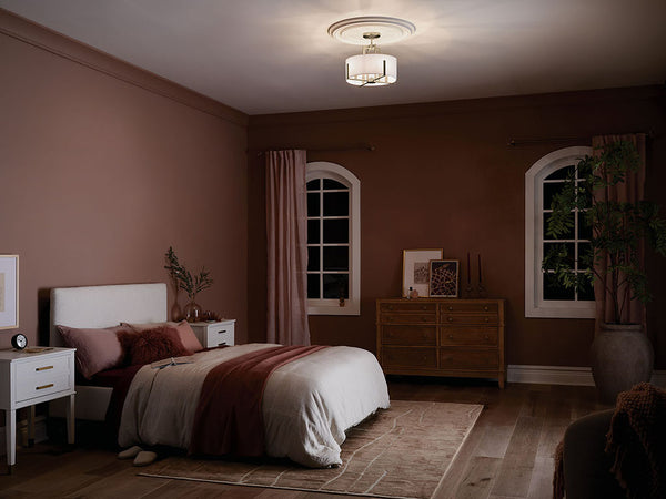 Ryker 16" Four Lights Pendant, White Fabric Shade / Champagne Bronze