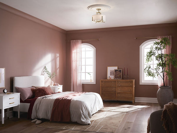 Ryker 16" Four Lights Pendant, White Fabric Shade / Champagne Bronze