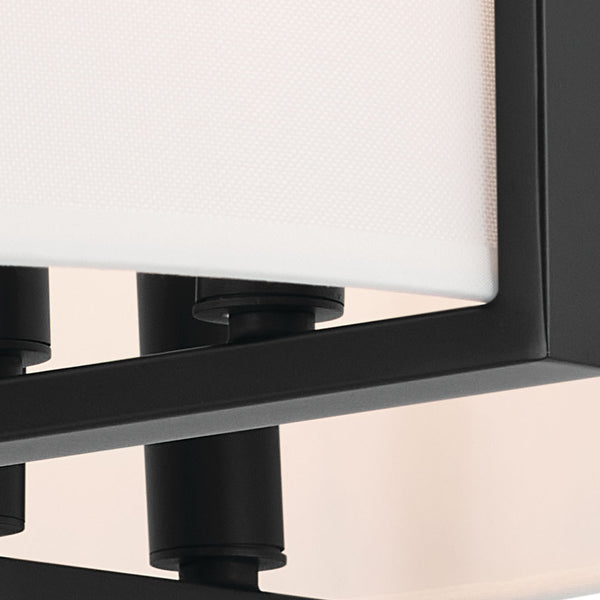 Ryker 20" Eight Lights Pendant, White Fabric Shade / Black