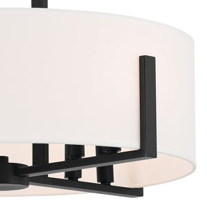 Ryker 20" Eight Lights Pendant, White Fabric Shade / Black